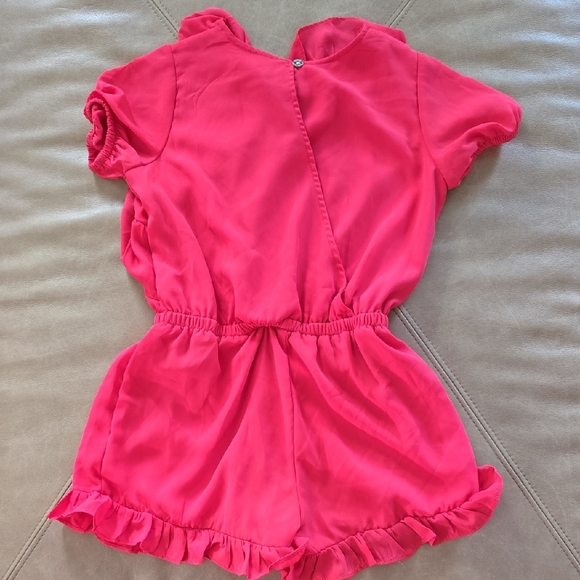 Guess Kids Bright Pink Ruffle Romper - Picture 5 of 6